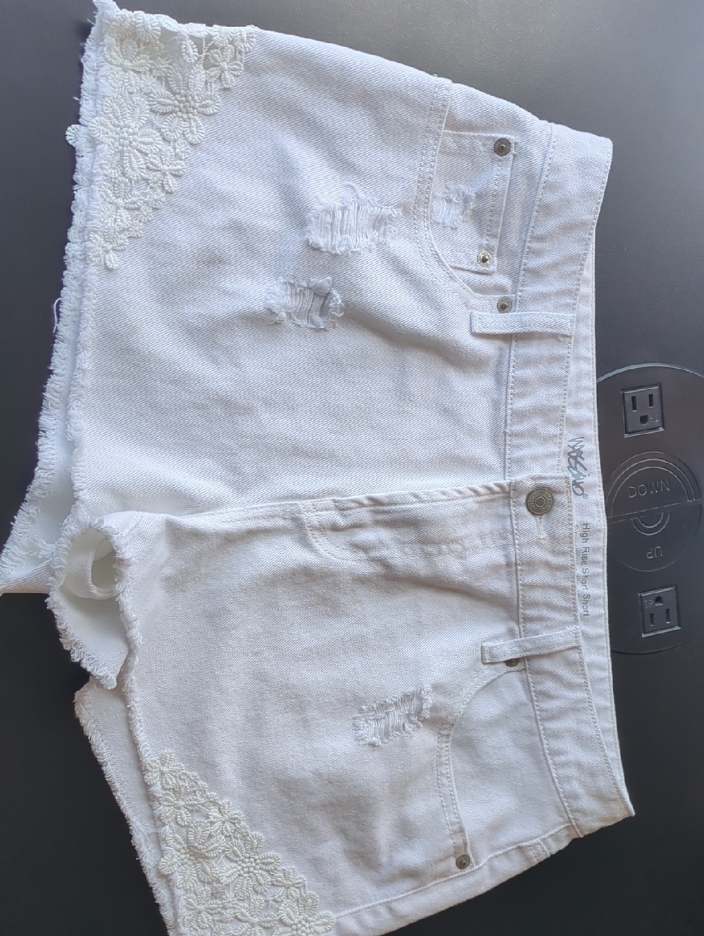 Mossimo Supply Co. White Denim Lace-Trim Jean Shorts